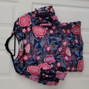 Zara Sheer Floral Embroidery Blouse